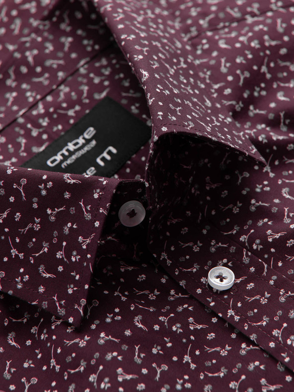 Ombre Clothing Camicia slim da uomo a fantasia bordeaux Ombre Clothing