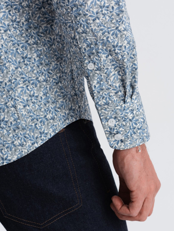 Ombre Clothing Camicia slim da uomo a fantasia blu Ombre Clothing