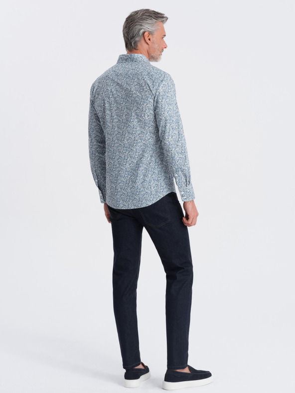 Ombre Clothing Camicia slim da uomo a fantasia blu Ombre Clothing