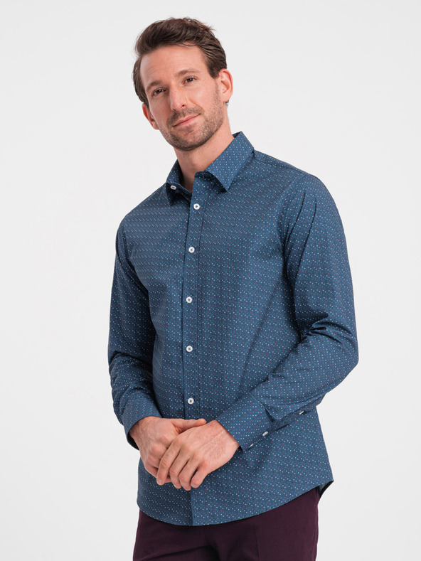 Ombre Clothing Camicia slim da uomo a fantasia blu Ombre Clothing