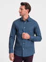 Ombre Clothing Camicia slim da uomo a fantasia blu Ombre Clothing