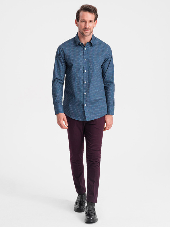 Ombre Clothing Camicia slim da uomo a fantasia blu Ombre Clothing