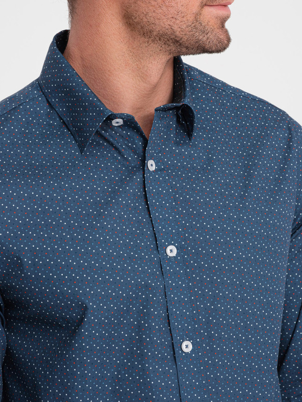 Ombre Clothing Camicia slim da uomo a fantasia blu Ombre Clothing