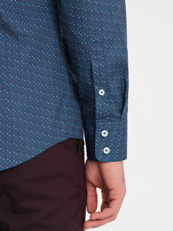 Ombre Clothing Camicia slim da uomo a fantasia blu Ombre Clothing