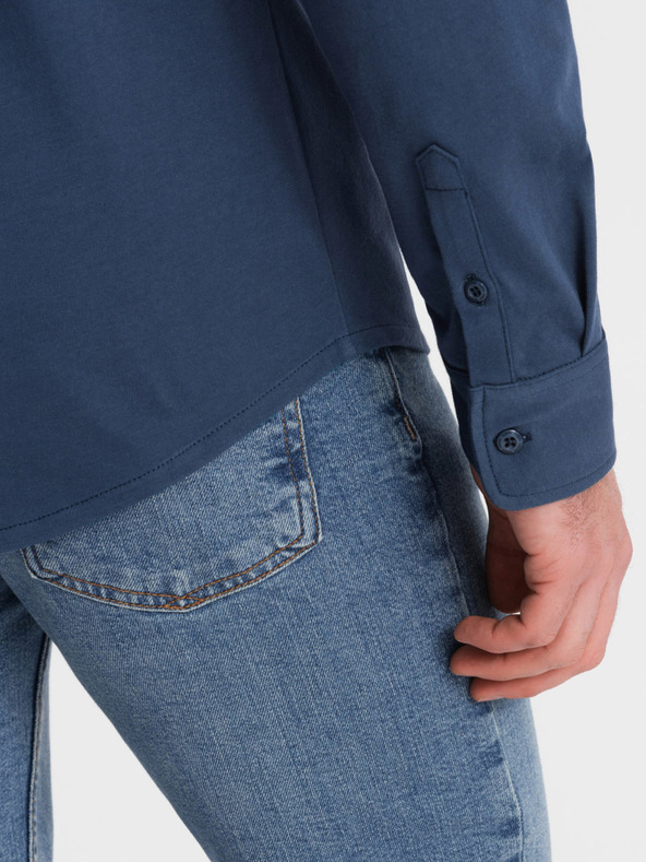 Ombre Clothing Camicia in jersey blu da uomo Ombre Clothing