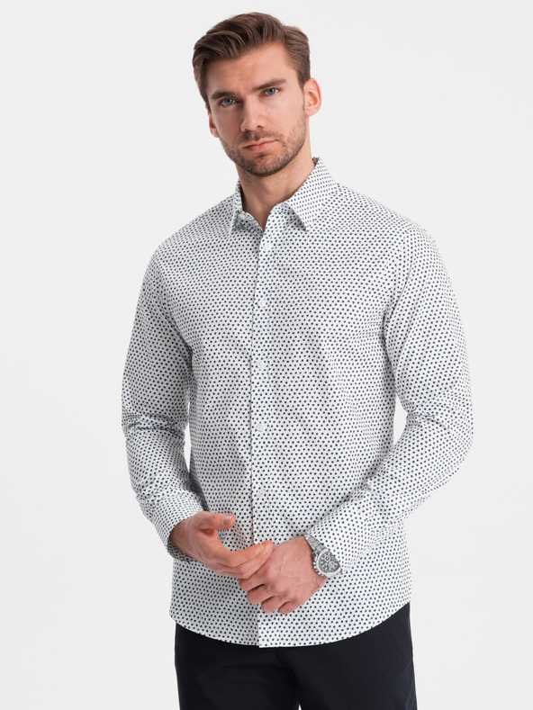 Ombre Clothing Camicia uomo bianca fantasia slim fit Ombre Clothing