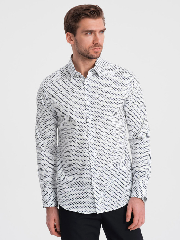 Ombre Clothing Camicia uomo bianca fantasia slim fit Ombre Clothing