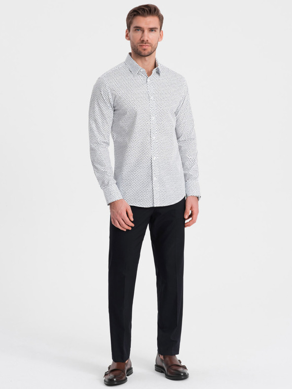 Ombre Clothing Camicia uomo bianca fantasia slim fit Ombre Clothing