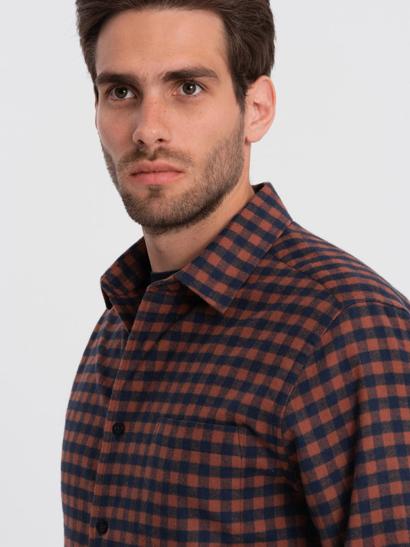 Ombre Clothing Camicia di flanella a quadri da uomo blu scuro Ombre Abbigliamento