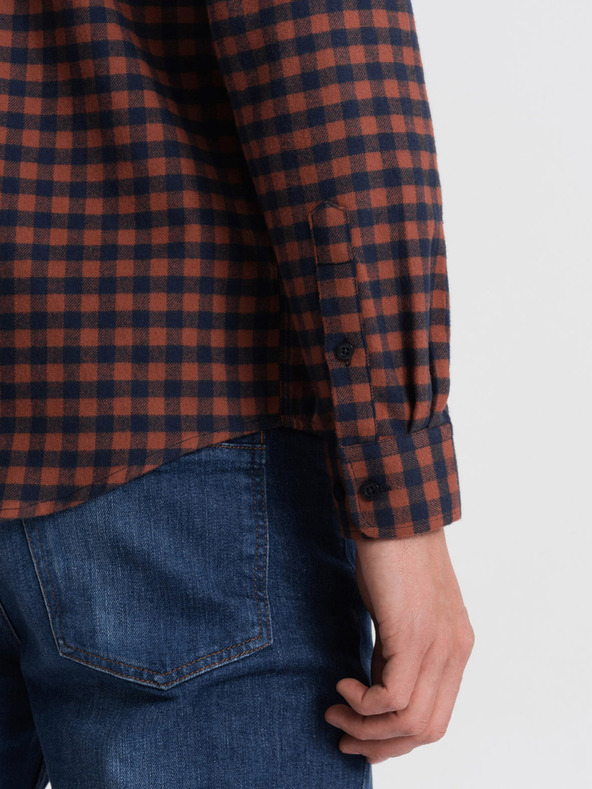 Ombre Clothing Camicia di flanella a quadri da uomo blu scuro Ombre Abbigliamento