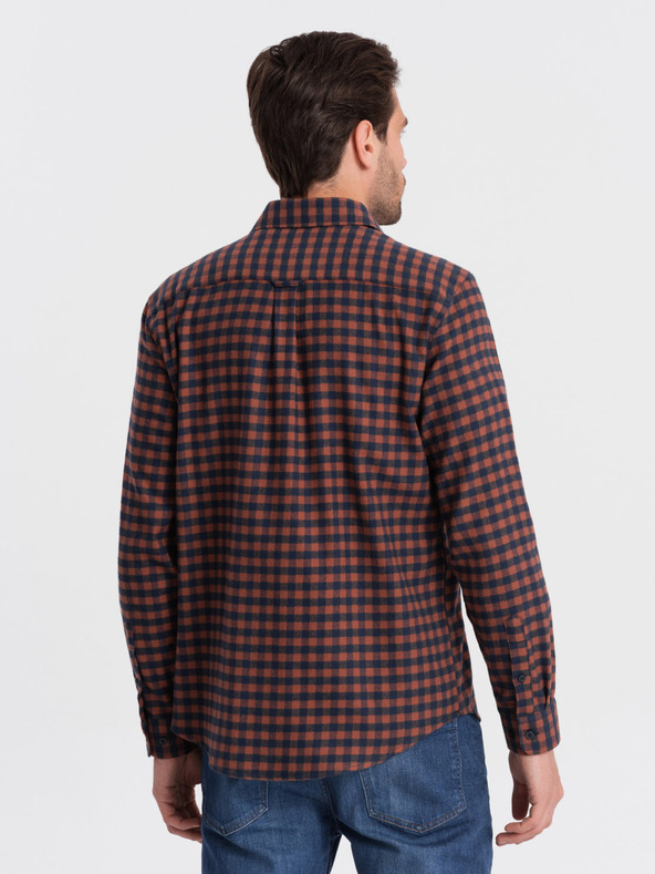 Ombre Clothing Camicia di flanella a quadri da uomo blu scuro Ombre Abbigliamento