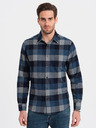 Ombre Clothing Camicia a quadri di flanella blu da uomo Ombre Clothing