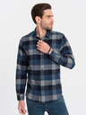 Ombre Clothing Camicia a quadri di flanella blu da uomo Ombre Clothing