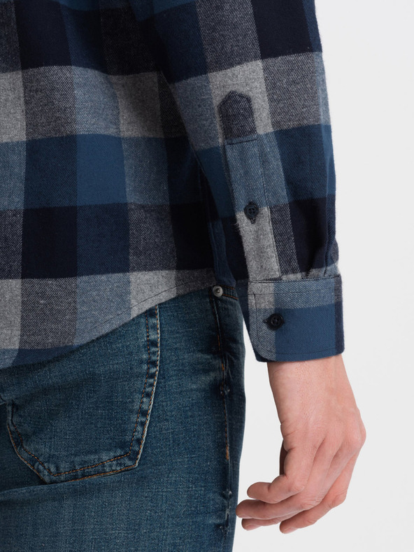 Ombre Clothing Camicia a quadri di flanella blu da uomo Ombre Clothing