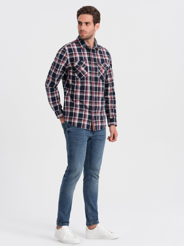 Ombre Clothing Camicia di flanella blu da uomo Ombre Clothing