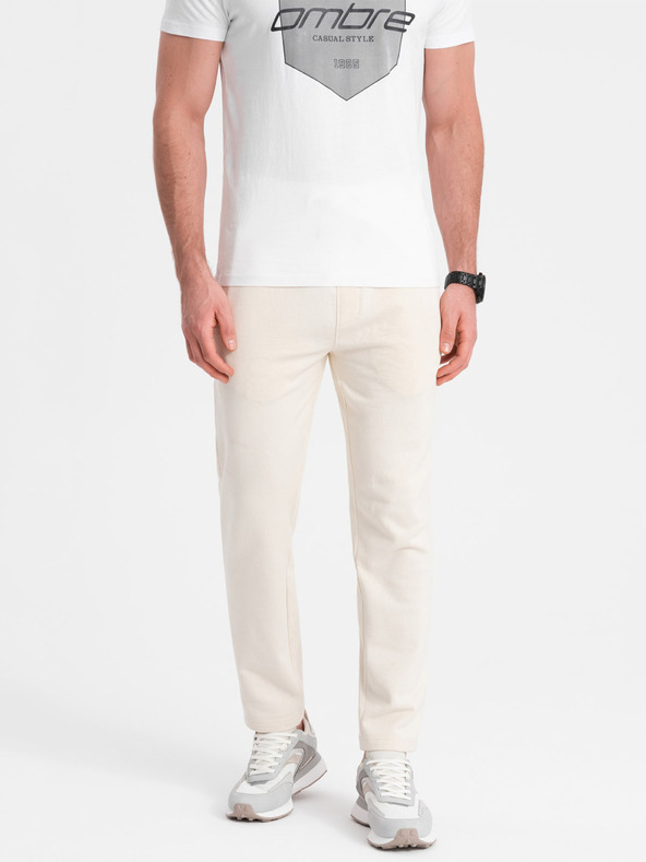 Ombre Clothing Pantaloni da ginnastica da uomo crema Ombre Clothing