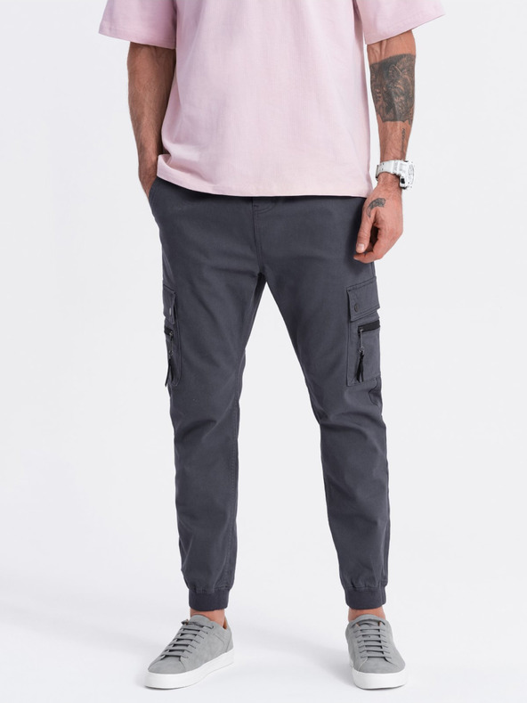 Ombre Clothing Pantaloni cargo jogger da uomo grigio scuro Ombre Clothing