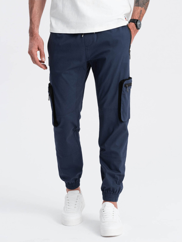 Ombre Clothing Pantaloni cargo jogger da uomo blu scuro Ombre Clothing