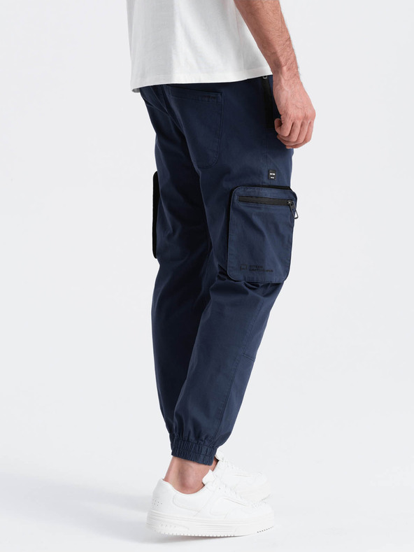 Ombre Clothing Pantaloni cargo jogger da uomo blu scuro Ombre Clothing