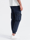 Ombre Clothing Pantaloni cargo jogger da uomo blu scuro Ombre Clothing