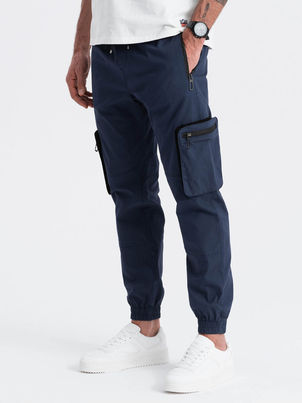 Ombre Clothing Pantaloni cargo jogger da uomo blu scuro Ombre Clothing