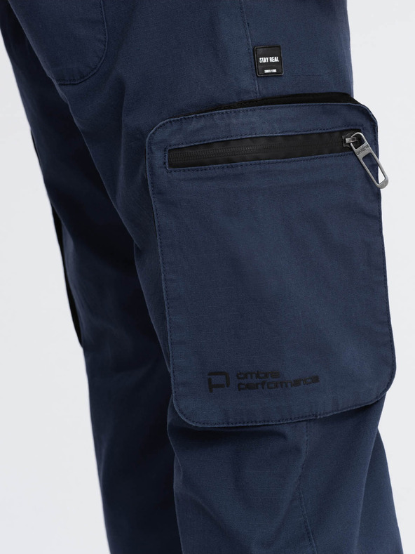 Ombre Clothing Pantaloni cargo jogger da uomo blu scuro Ombre Clothing