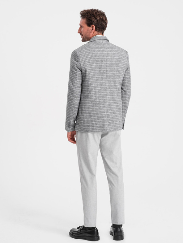 Ombre Clothing Giacca da uomo grigia a quadri in misto lana Ombre Clothing