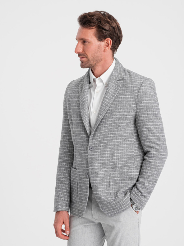 Ombre Clothing Giacca da uomo grigia a quadri in misto lana Ombre Clothing