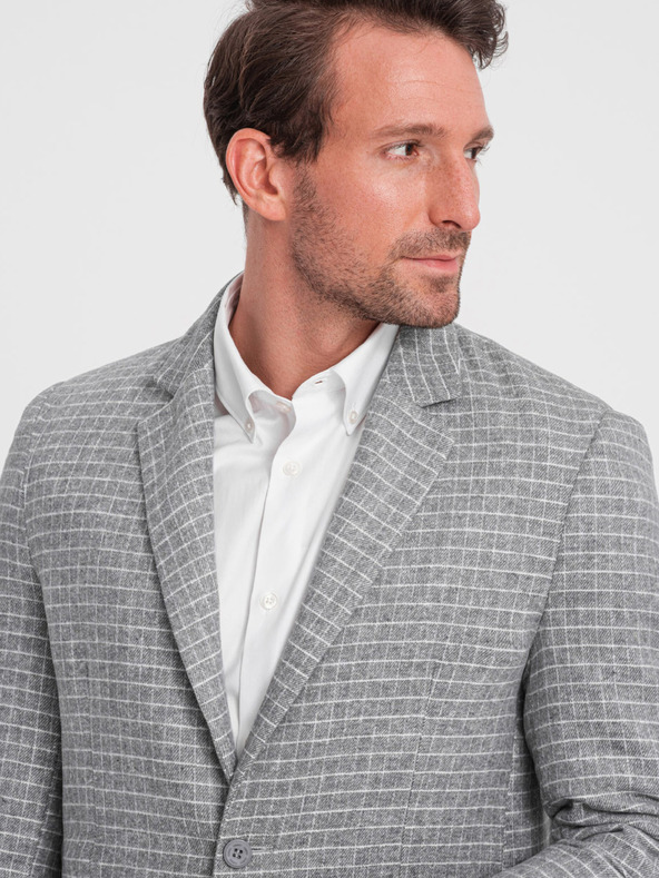 Ombre Clothing Giacca da uomo grigia a quadri in misto lana Ombre Clothing