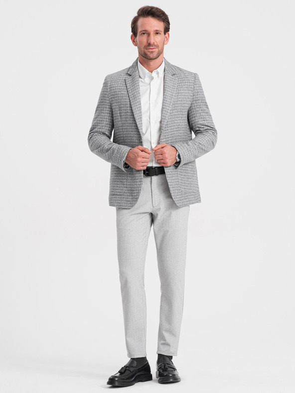 Ombre Clothing Giacca da uomo grigia a quadri in misto lana Ombre Clothing