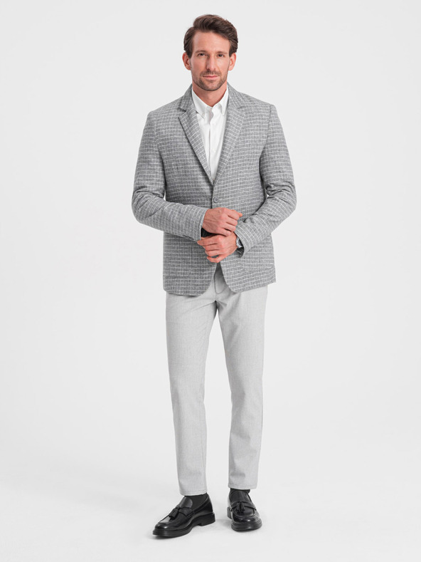 Ombre Clothing Giacca da uomo grigia a quadri in misto lana Ombre Clothing