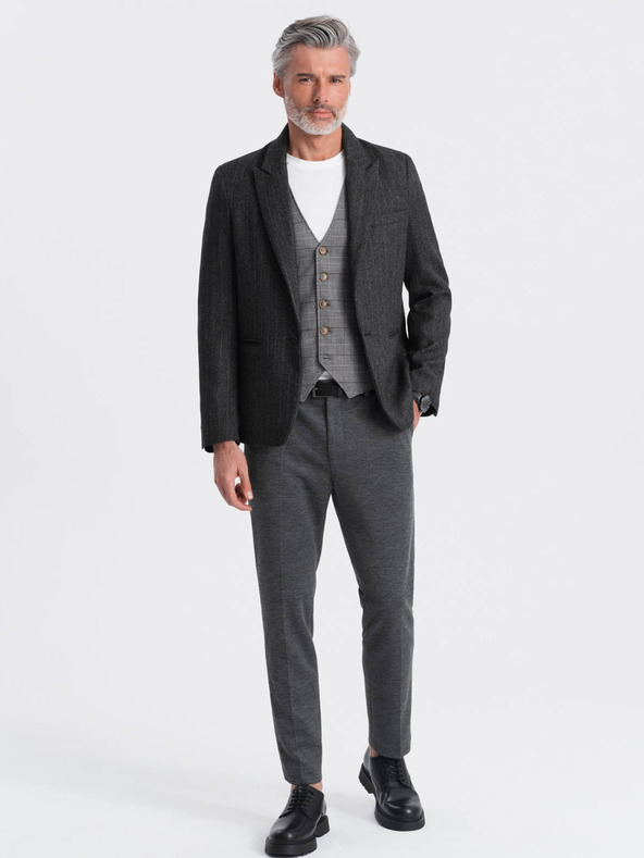 Ombre Clothing Blazer jacquard da uomo grigio scuro Ombre Clothing