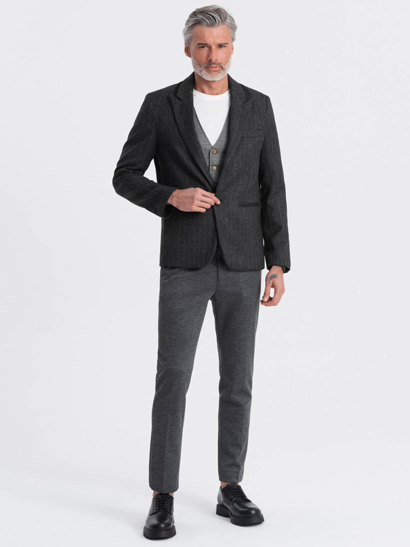 Ombre Clothing Blazer jacquard da uomo grigio scuro Ombre Clothing