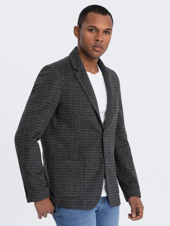Ombre Clothing Blazer grigio scuro da uomo a quadri in misto lana Ombre Clothing
