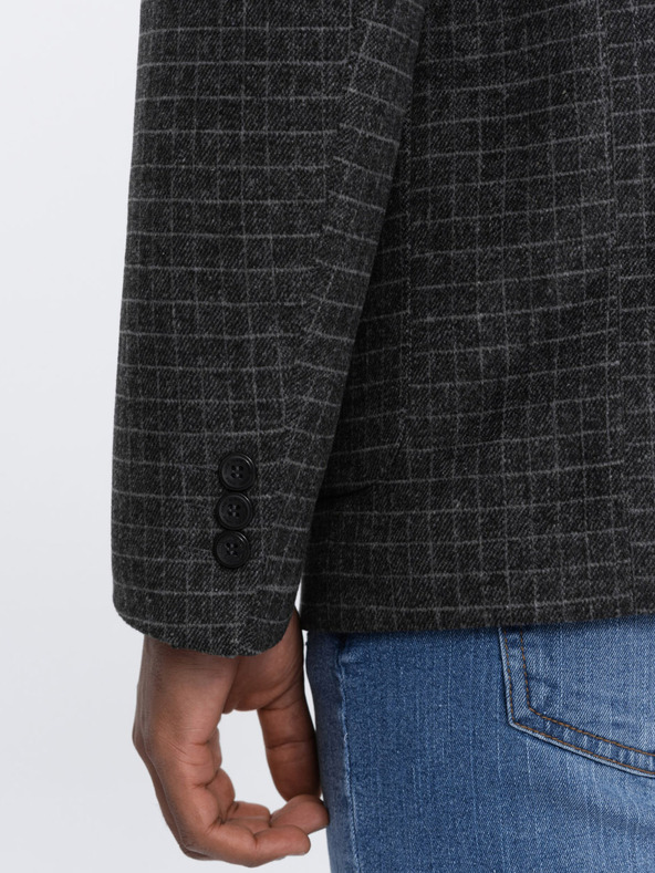 Ombre Clothing Blazer grigio scuro da uomo a quadri in misto lana Ombre Clothing