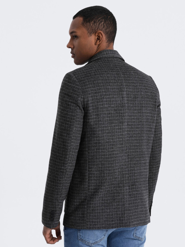 Ombre Clothing Blazer grigio scuro da uomo a quadri in misto lana Ombre Clothing