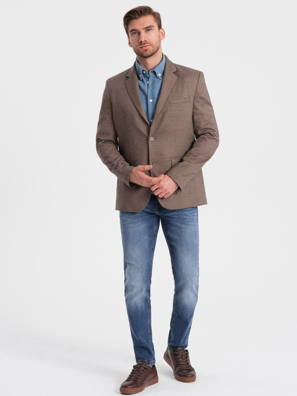 Ombre Clothing Blazer marrone a quadri sottili da uomo Ombre Clothing