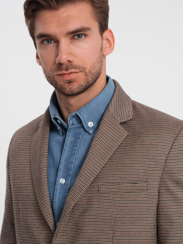 Ombre Clothing Blazer marrone a quadri sottili da uomo Ombre Clothing