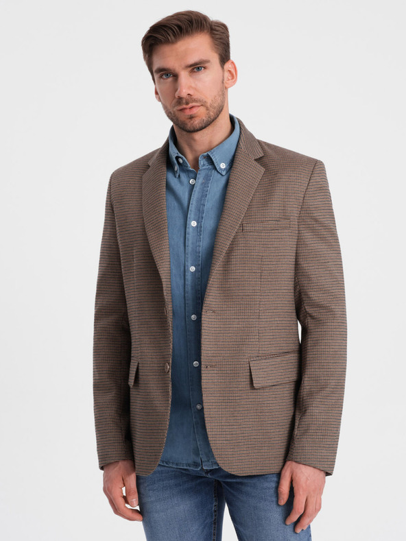 Ombre Clothing Blazer marrone a quadri sottili da uomo Ombre Clothing