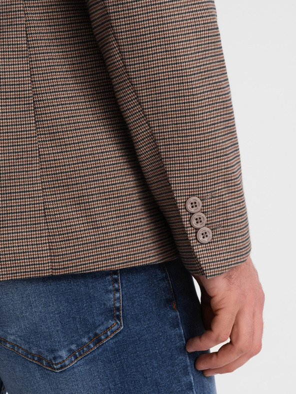 Ombre Clothing Blazer marrone a quadri sottili da uomo Ombre Clothing