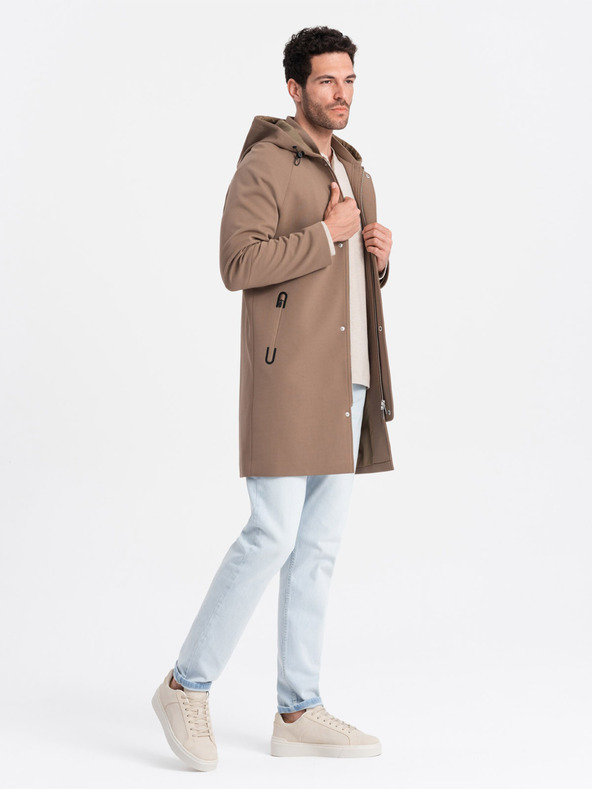 Ombre Clothing Cappotto con cappuccio marrone da uomo Abbigliamento Ombre