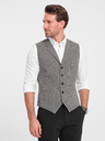Ombre Clothing Gilet jacquard da uomo grigio con risvolto Ombre Clothing