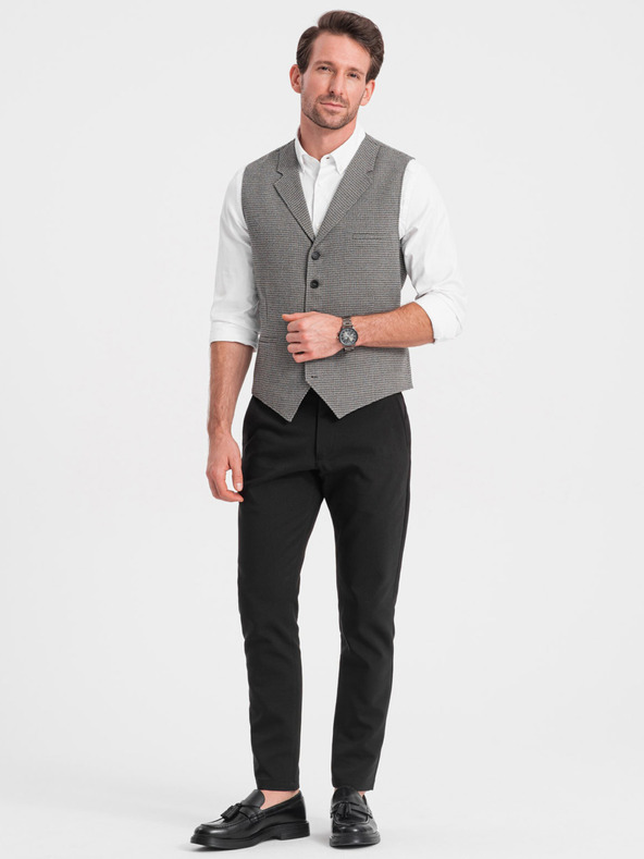 Ombre Clothing Gilet jacquard da uomo grigio con risvolto Ombre Clothing