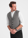 Ombre Clothing Gilet jacquard da uomo grigio con risvolto Ombre Clothing
