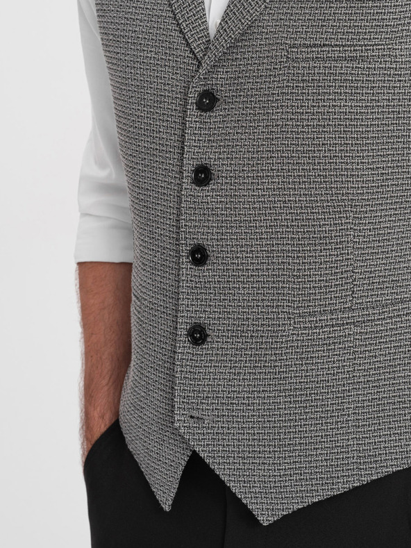 Ombre Clothing Gilet jacquard da uomo grigio con risvolto Ombre Clothing