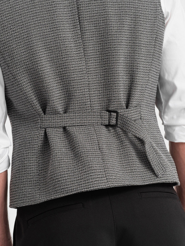 Ombre Clothing Gilet jacquard da uomo grigio con risvolto Ombre Clothing