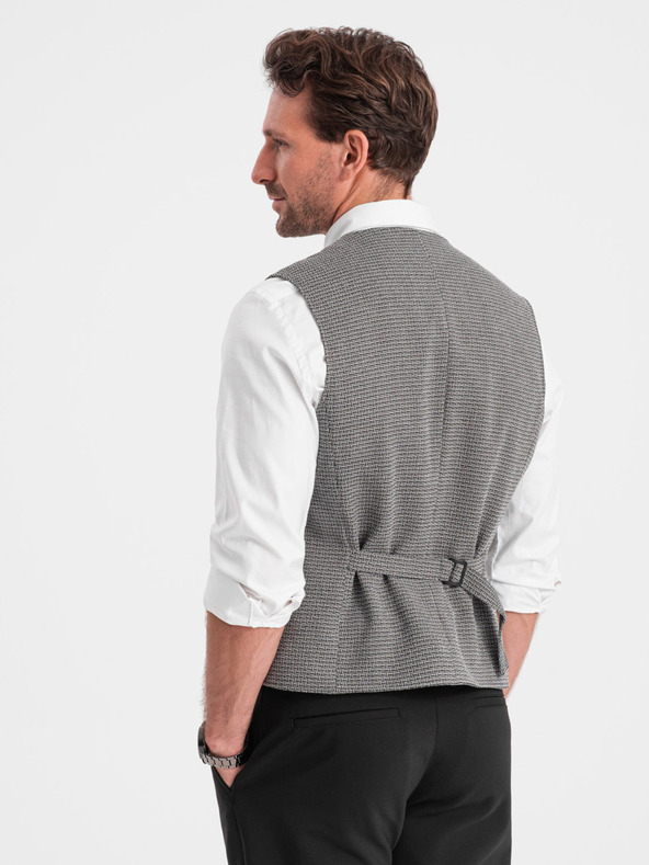Ombre Clothing Gilet jacquard da uomo grigio con risvolto Ombre Clothing