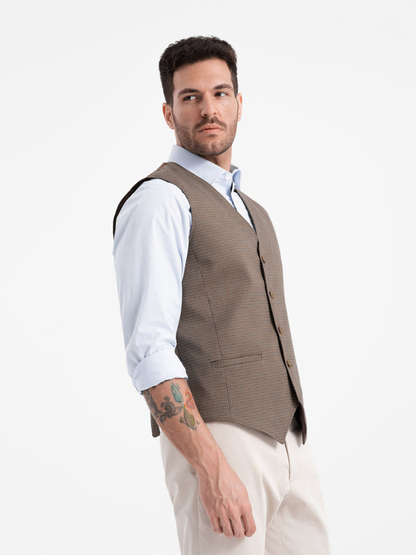Ombre Clothing Gilet jacquard marrone da uomo Ombre Clothing