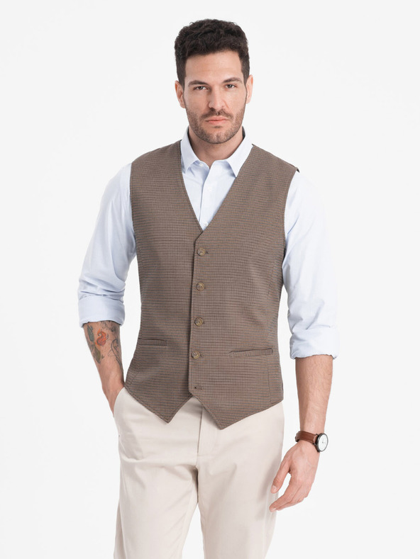 Ombre Clothing Gilet jacquard marrone da uomo Ombre Clothing