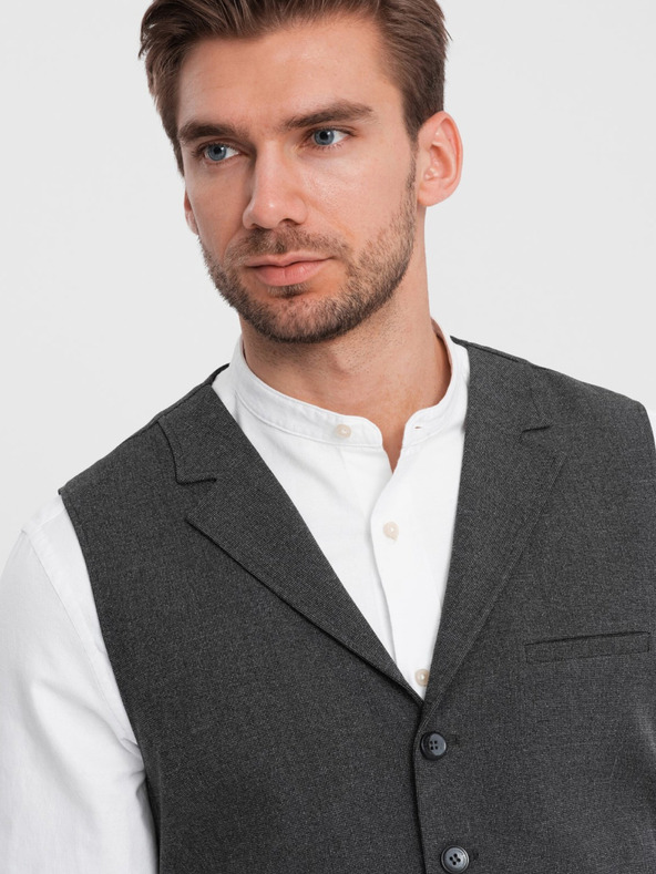 Ombre Clothing Gilet da uomo grigio scuro con collo Ombre Clothing